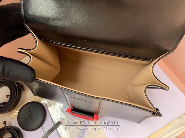 DELVAUX女包 Brillant手袋 德爾沃女手提包 Dv0020原版黑皮紅扣 比利時Delvaux單肩包  fcs1289